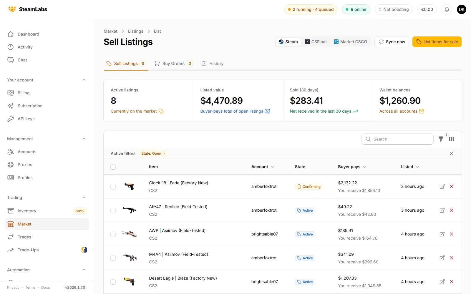 Marketplace listings in SteamLabs